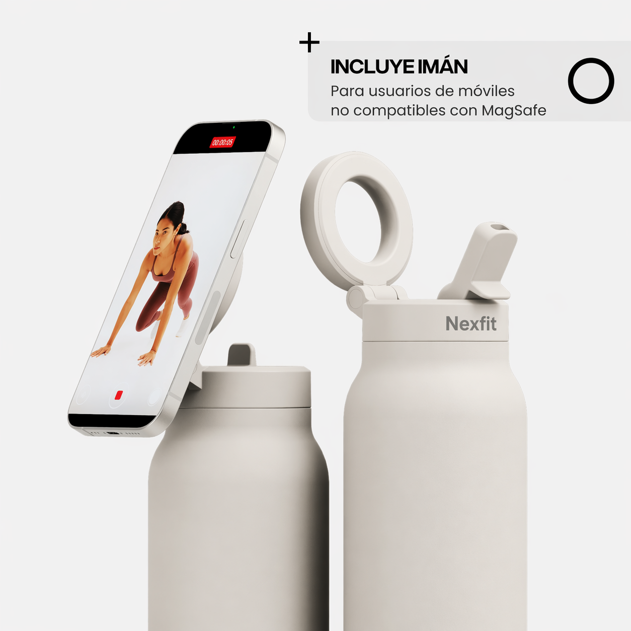 Botella con soporte magnético para teléfono | Nexfit