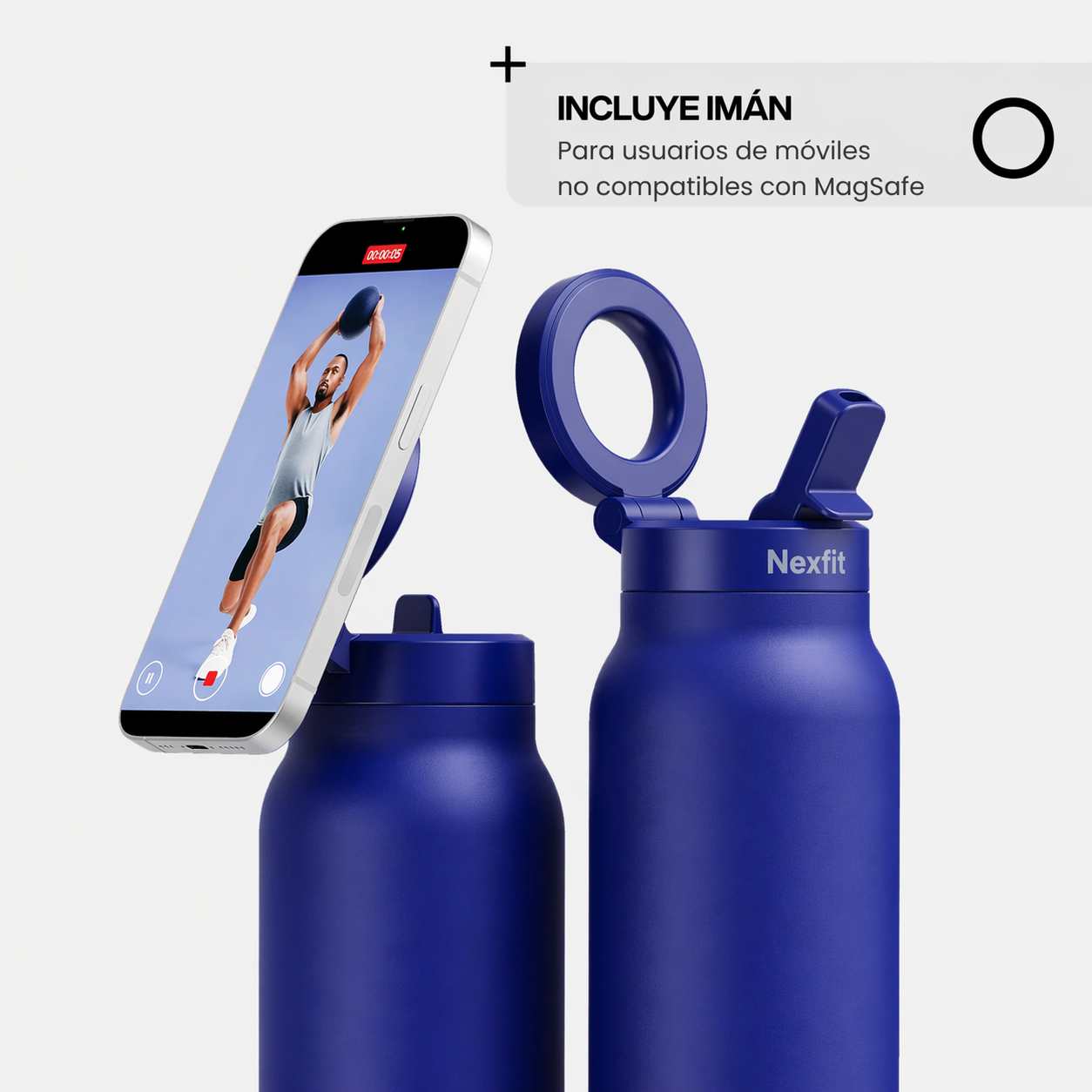 Botella con soporte magnético para teléfono | Nexfit